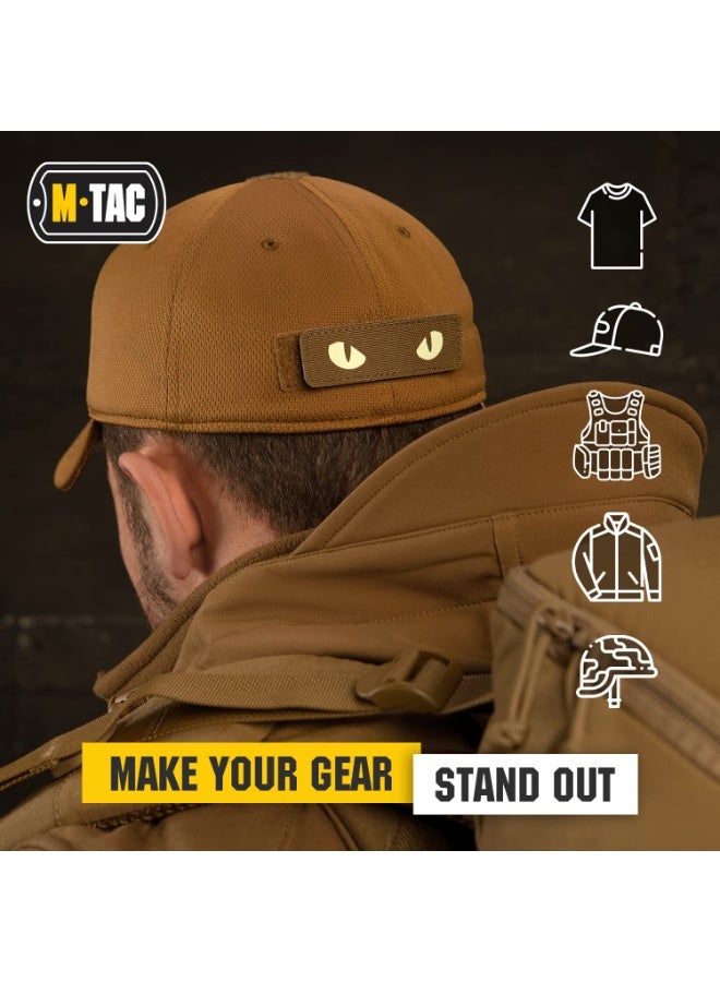 M-TAC Cat Eyes Glow in the Dark Morale Patch, Coyote Tactical Hook Fastener - Image 4