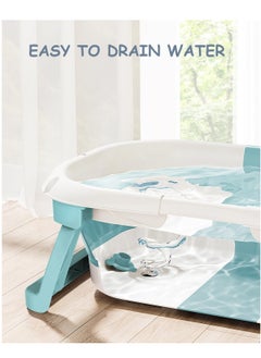 XICEN Foldable Baby Bath tub with Bath Pillow and Water Temperature Gauge, Portable Collapsible Anti Slip Bathtub with Drain Hole  - Image 4