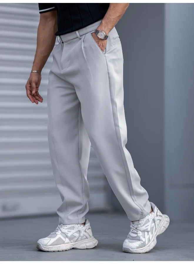 Maniac  Maniac Mens Solid Light Grey Woven Fabric Trouser for Men | Best Price UAE