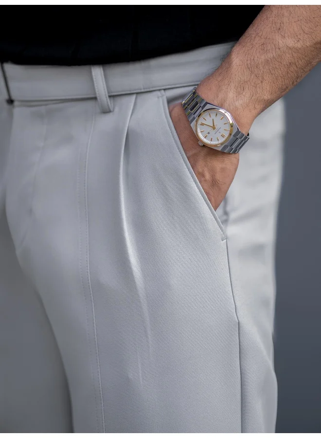 Maniac  Maniac Mens Solid Light Grey Woven Fabric Trouser for Men | Best Price UAE