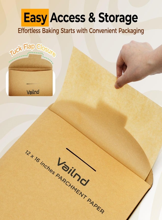 Vailnd 220 Pcs Unbleached Parchment Paper Sheets for Baking, 12'' X 16'' Pre-cut Half Sheet Parchment Paper, Non Toxic | Non-Stick | Lay Flat Baking Paper for Cookies, Bread, Cooking, Air Frying, Oven - Image 5