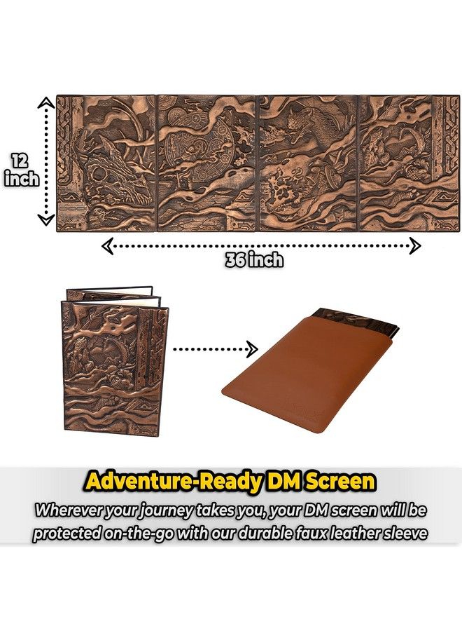 lynx شاشة Dnd Dm 5E D&D Dungeon Master Screen ثلاثية الأبعاد مصنوعة من الجلد الصناعي مع حشوات قابلة للتخصيص من Dungeons And Dragons Gm / Game Master Accessories هدية للرجال أو النساء. إخفاء رميات النرد الخاصة بك والخرائط والكتب - Image 5