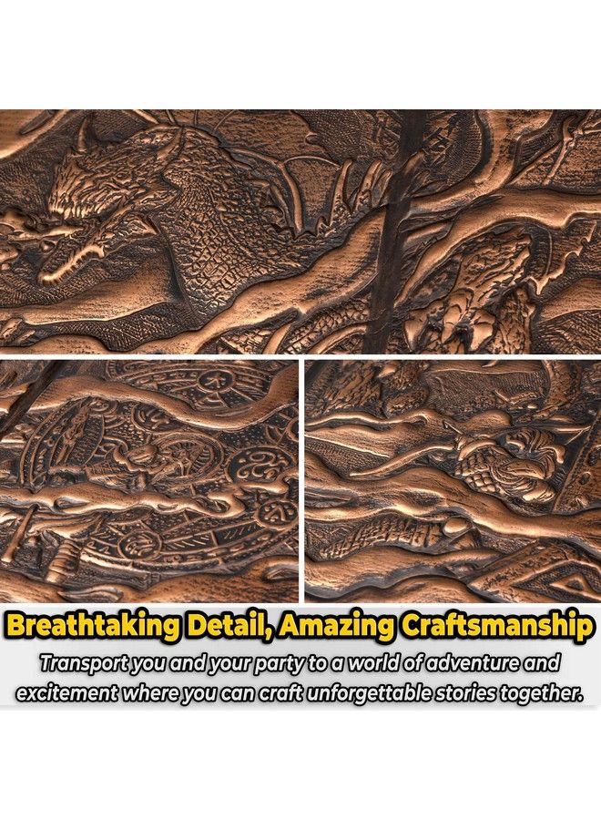 lynx شاشة Dnd Dm 5E D&D Dungeon Master Screen ثلاثية الأبعاد مصنوعة من الجلد الصناعي مع حشوات قابلة للتخصيص من Dungeons And Dragons Gm / Game Master Accessories هدية للرجال أو النساء. إخفاء رميات النرد الخاصة بك والخرائط والكتب - Image 3