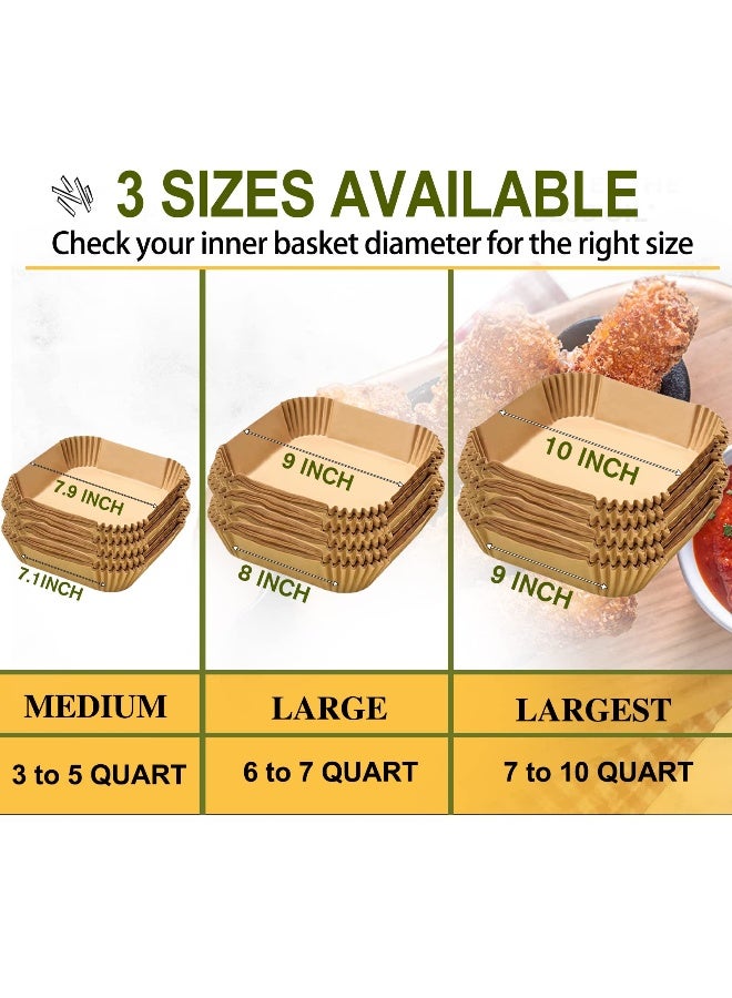 mutvle 10 Inch Largest Square Air Fryer Disposable Paper Liner, XXL 100Pcs Air Fryer Parchment Liners for 8QT or Bigger Air Fryer, Non-stick, Food Grade Baking Paper for Frying, Roasting and Microwave - Image 5