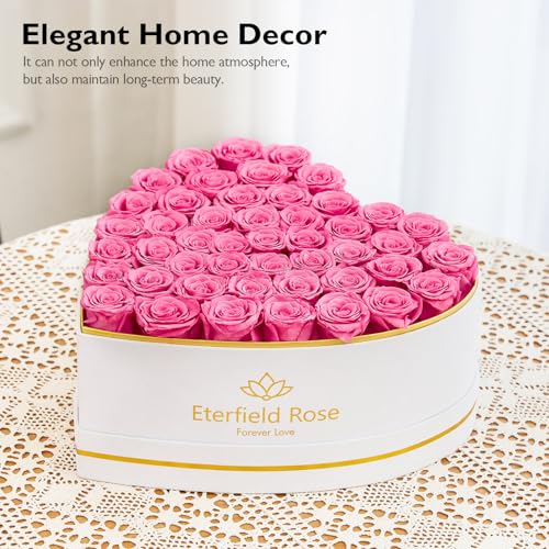 Eterfield Forever Flowers in Heart Shape Box, Preserved Roses That Last a Year Preserved Flowers Birthday for Her Mom Women Wife Valentine's Day Mother's Day (47 Roses, Pink) - Image 5