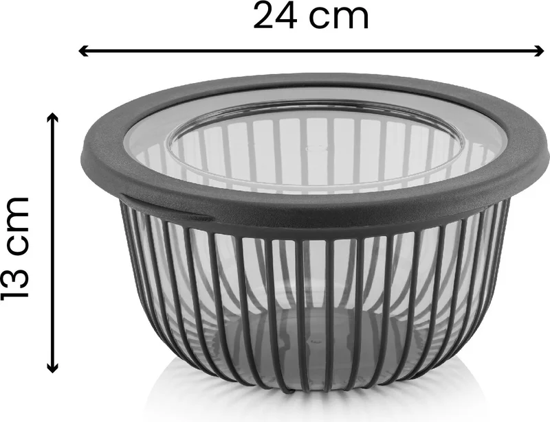 Vienev 3 Liter Polyline Bowl with Lid Anthracite