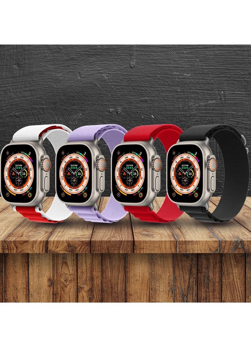 CATANES - 4 Pack For Apple Watch Band 49mm 45mm 44mm 42mm Alpine Loop Band Women Men Adjustable with Metal G-Hook Strap for iWatch Ultra Series SE 8/7/6/5/4/3/2/1 Multicolour - Image 1