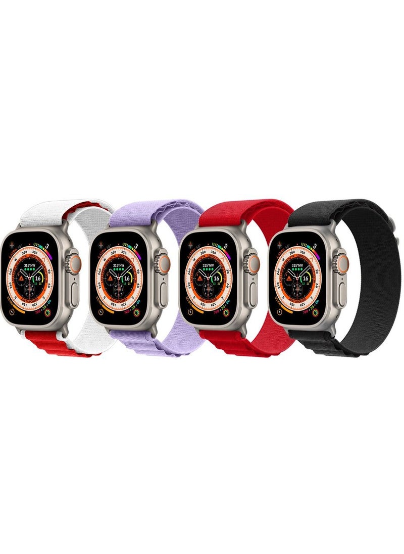 CATANES - 4 Pack For Apple Watch Band 49mm 45mm 44mm 42mm Alpine Loop Band Women Men Adjustable with Metal G-Hook Strap for iWatch Ultra Series SE 8/7/6/5/4/3/2/1 Multicolour - Image 1