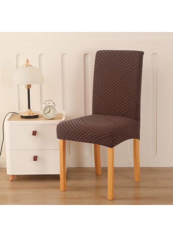 Styleys Styleys Jacquard Chair Cover Stretch Removable Washable Dining Chair Cover Protector Seat Slipcover (Pack of 4, Chocolate, JDMC7)  - Image 2