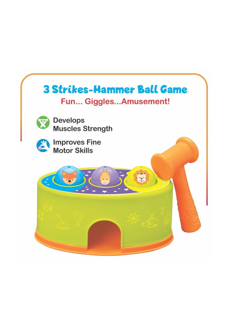 Toymate Toddler's Delight - 2 in 1 Set With Hammer Ball Toy and 3 Layer Drop Tower Run Roll Swirling Ramps for Baby - Develops Fine Motor Skills for 12 Months & Above - Image 2