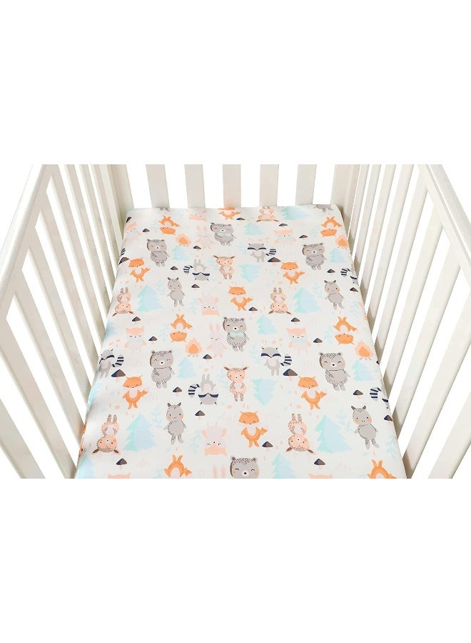 Tontukatu Pack n Play Sheet Stretchy Fitted Portable Mini Crib Sheets Set 3 Pack, Playard Sheets Convertible Playard Mattress Cover, Ultra Soft Jersey Material, Elephant Tiger, Fox & Grey  - Image 4