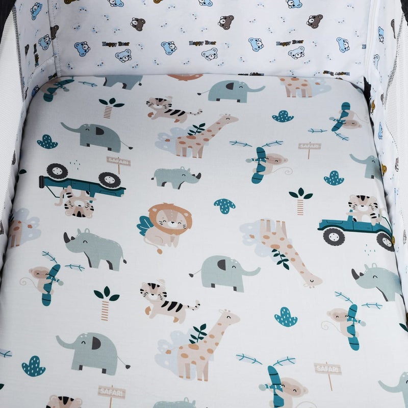 Tontukatu Pack n Play Sheet Stretchy Fitted Portable Mini Crib Sheets Set 3 Pack,Playard Sheets Convertible Playard Mattress Cover,Ultra Soft Jersey Material,Elephant Tiger,Fox & Grey - Image 3