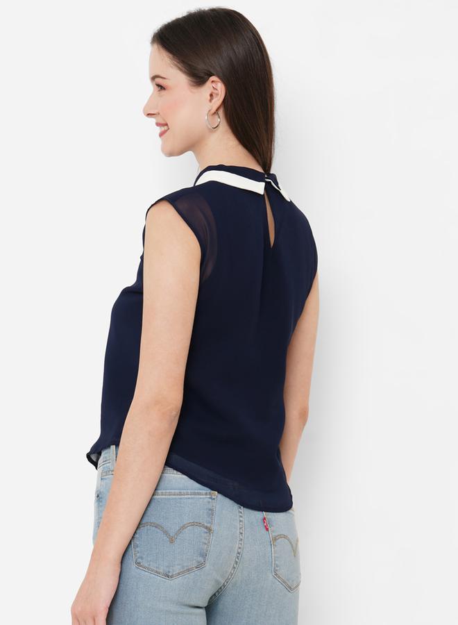 Mish Contrast Collar Sleeveless Top - Image 2