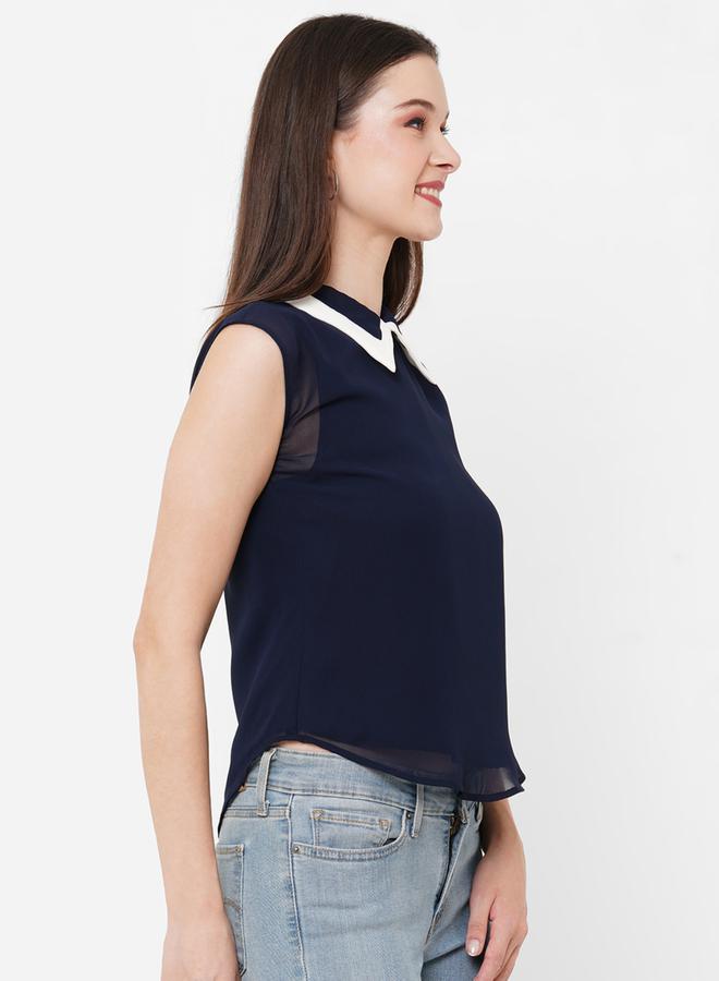 Mish Contrast Collar Sleeveless Top - Image 5