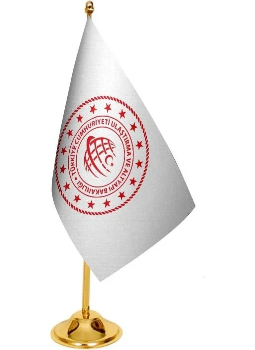 ساترنديزاين Desktop Ministry of Transportation Flag + Brass Pole Table Flag Set