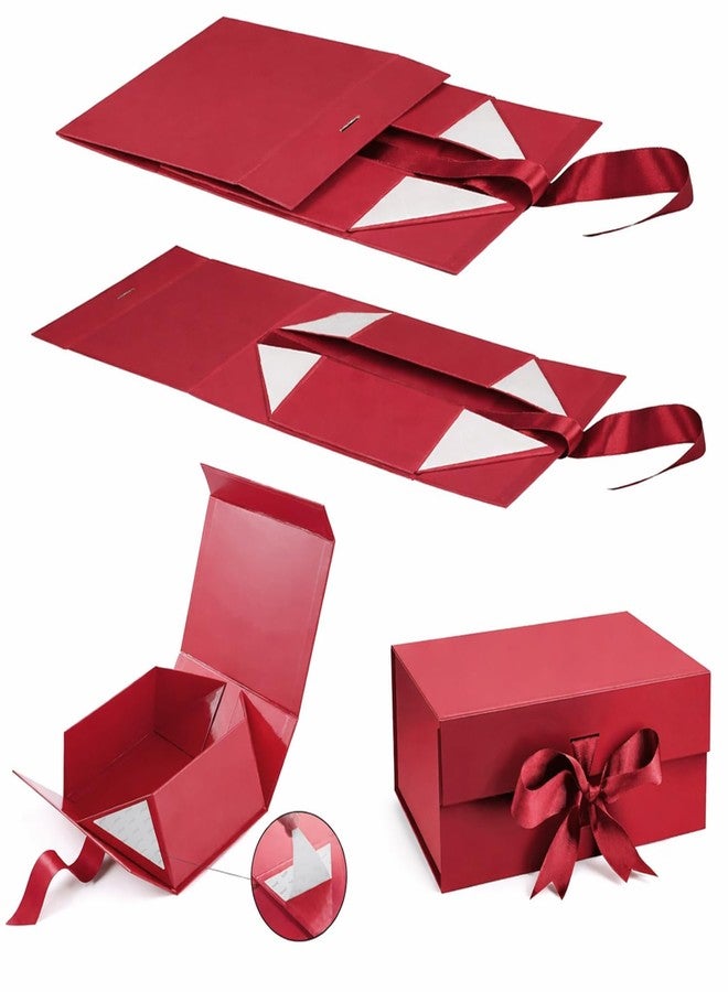 Aakriti Red Gift Box with Satin Ribbon Empty Multipurpose Hamper Box, Holds Up to 5 kg, Ideal for Valentine's Day Gift Packing, Reusable Gift Box (Red Matte Finish 5Pcs, Medium 18 x 17 x 9 cm) - Image 3
