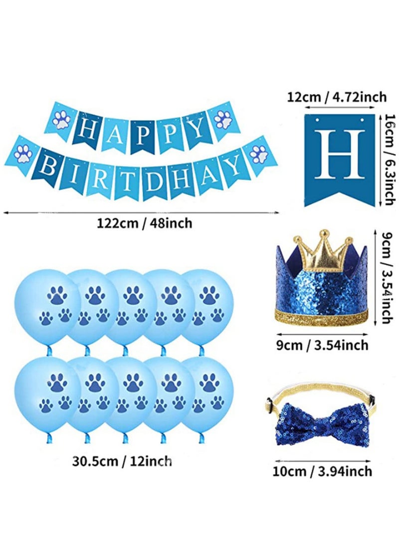 Dog Birthday Party Supplies Dog Birthday Bandana Boy with Dog Birthday Party Number Hat Bowtie Paw Balloons Dog Happy Birthday Banner for Dog Puppy Birthday Party Supplies - Image 2