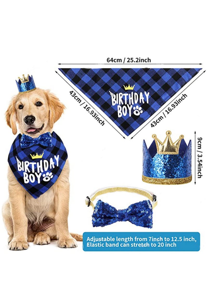Dog Birthday Party Supplies Dog Birthday Bandana Boy with Dog Birthday Party Number Hat Bowtie Paw Balloons Dog Happy Birthday Banner for Dog Puppy Birthday Party Supplies - Image 3