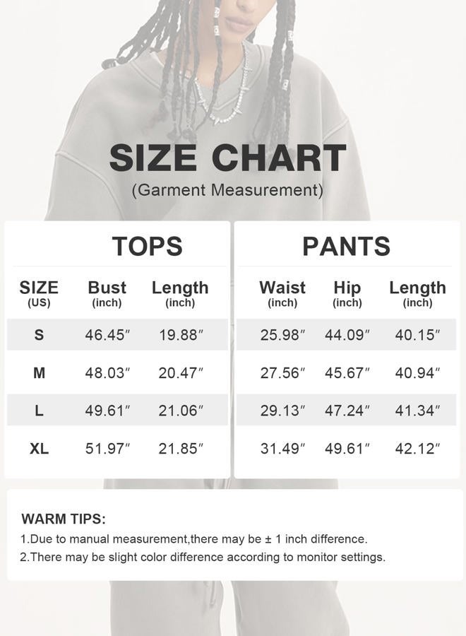 Flygo Women Sweat Set Sweatsuit Fleece 2 Piece Joggers Tracksuit Outfits Crop Sweatshirt Sweatpants Sets(Black-L) - Image 5