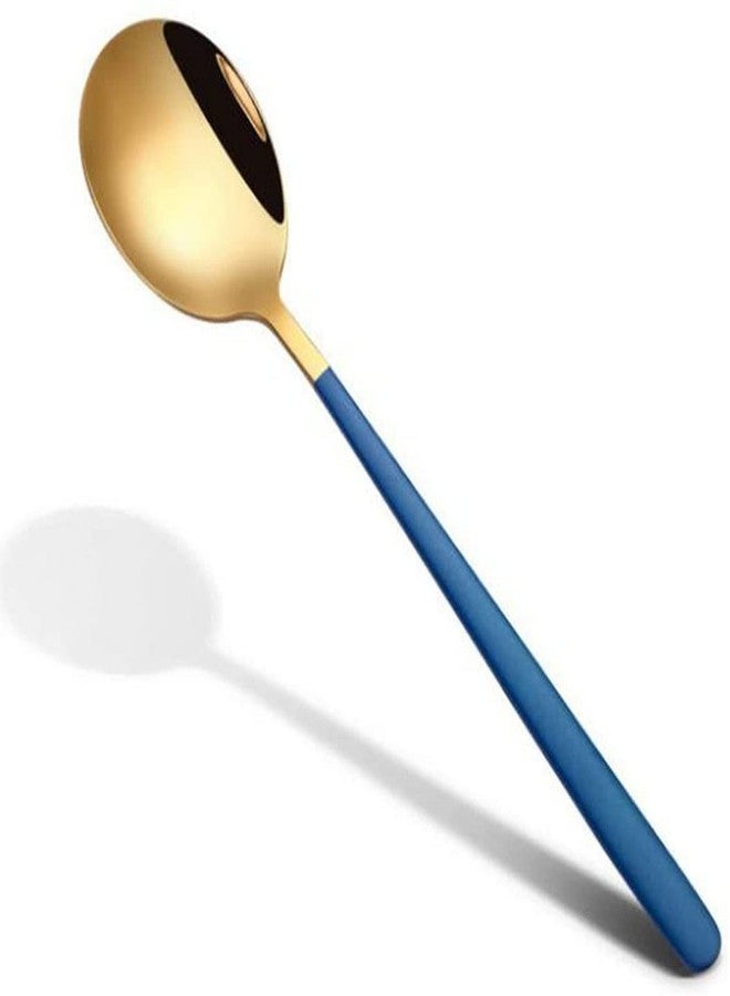Dhruv Mart Spoons, Stainless Steel Long-Handled Spoon,Gold Small Round Spoon,Household Tableware Set,Dessert Spoon,Suitable for Cafe Restaurant Set of 4 (Blue Gold) - Image 3
