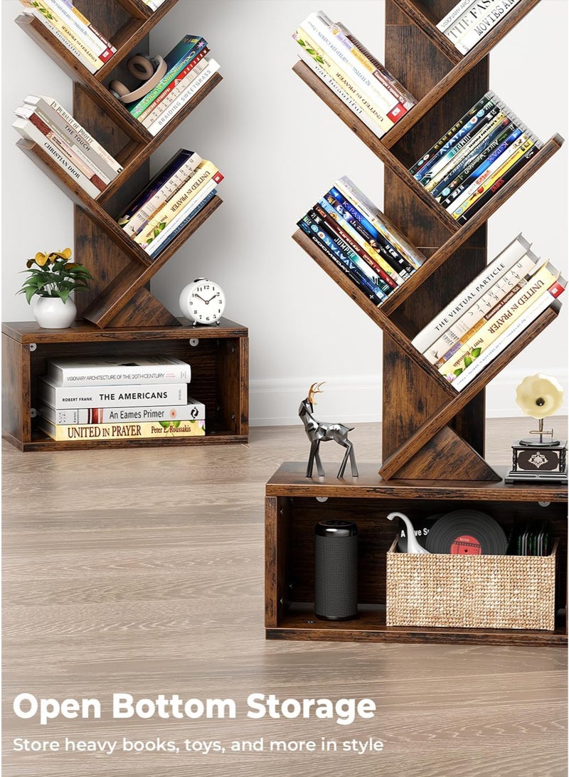 Onelight 6-Layer Solid Wood Bookshelf Floor Lamp with Light for Book Storage, Suitable for Living Room, Bedroom and Home Office, Brown  - Image 4