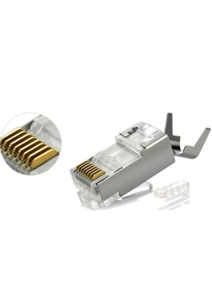 Generic - CAT7 SFTP Shielded Connector 8 Pin CAT 7 RJ45 Connector CAT7 Modular Plug Gold Plated 50U - Image 1