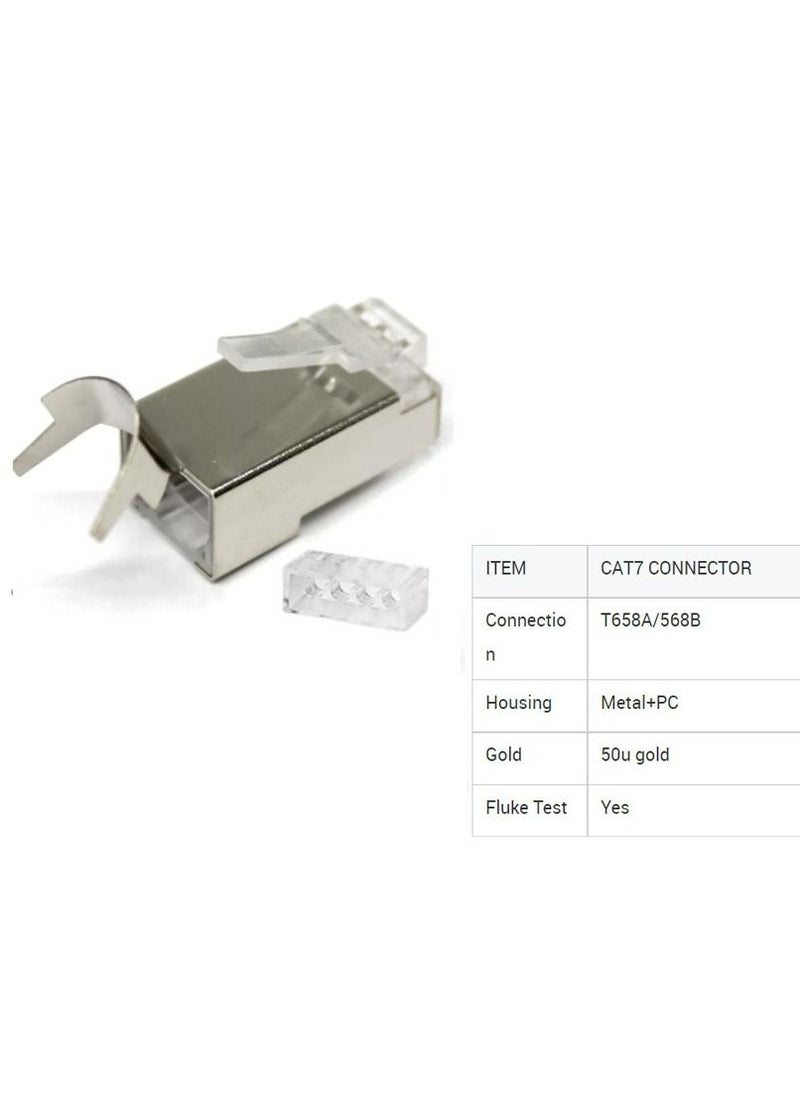 Generic - CAT7 SFTP Shielded Connector 8 Pin CAT 7 RJ45 Connector CAT7 Modular Plug Gold Plated 50U - Image 1