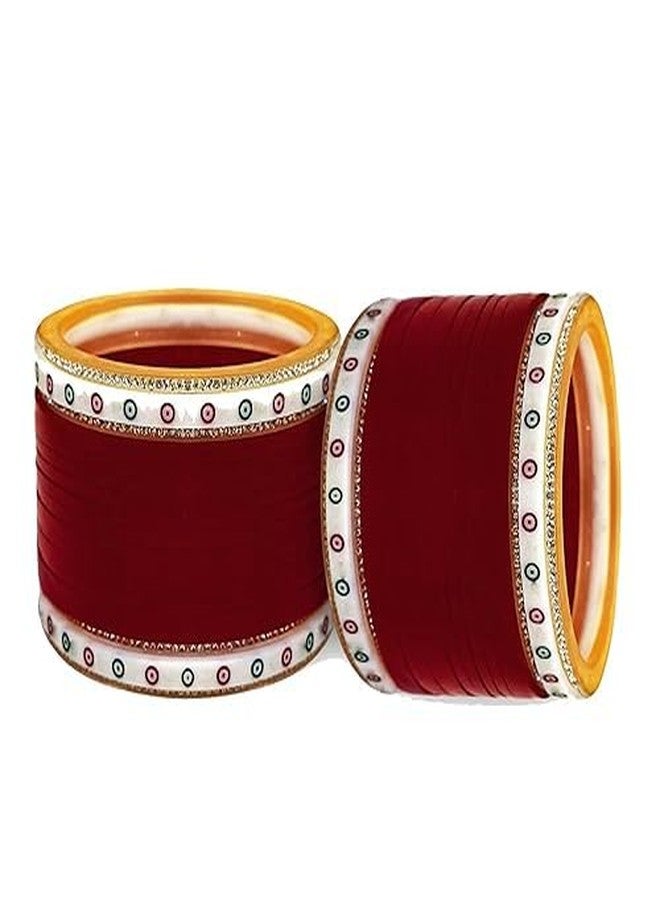 BANGLESKART Dark Mehroon Punjabi Collection Lite Bridal Chuda Normal Use Fabulous Design Build Quality Beautifully Made Chura Bangle Set for Girls (2.6) - Image 3