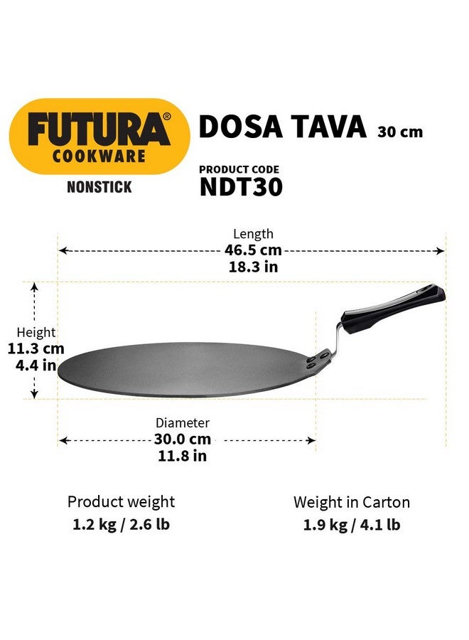 Hawkins Futura 30 cm Dosa Tava, Non Stick Dosa Tawa, Flat Dosa Tawa, Black (NDT30) - Image 3