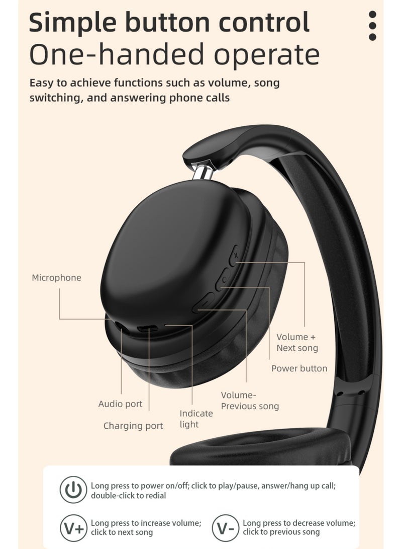 Rock Pow Bluetooth Over Ear Headphones Foldable and Rotatable Wireless Wired Headset with Microphone for Cell PhoneLaptop1 Bluetooth 5.3v Hi-Res Sound Comfortable Fit - Image 2