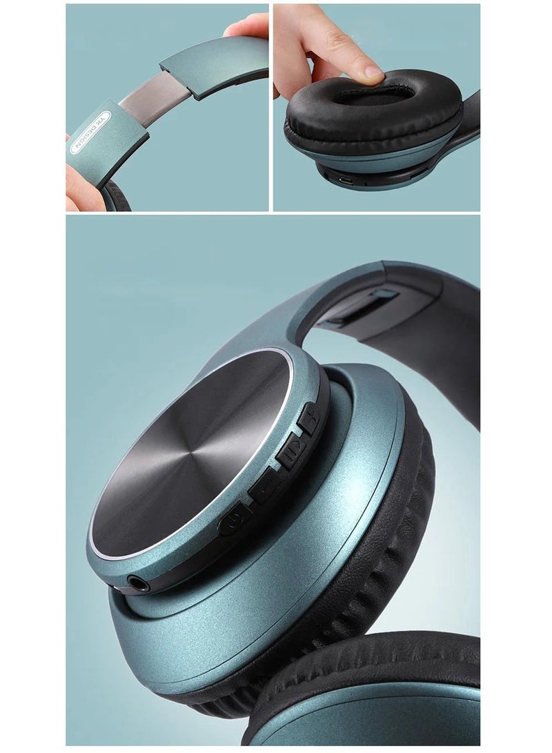 Wireless Headset YK-H2 - Bluetooth 5.0 - TF Card Play - Mint Green - Image 4