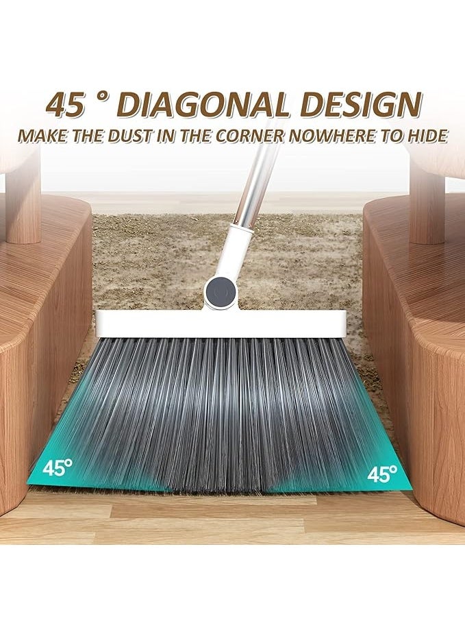 Long Handled Dustpan and Brush Sets 180° Rotatable Save Space Upright Broom and Dustpan with Comb Teeth Flexible Sweeping Brush for Indoor Outdoor Home Office Dorm Pet Hair(grey) - Image 2