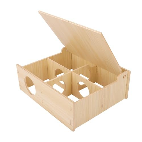 kcrygogo Hamster and Mouse Wooden Tunnel Cage Secret Peep Shed and Explore Hideout Flip Cover Design Hamster Play Tunnel - Image 1
