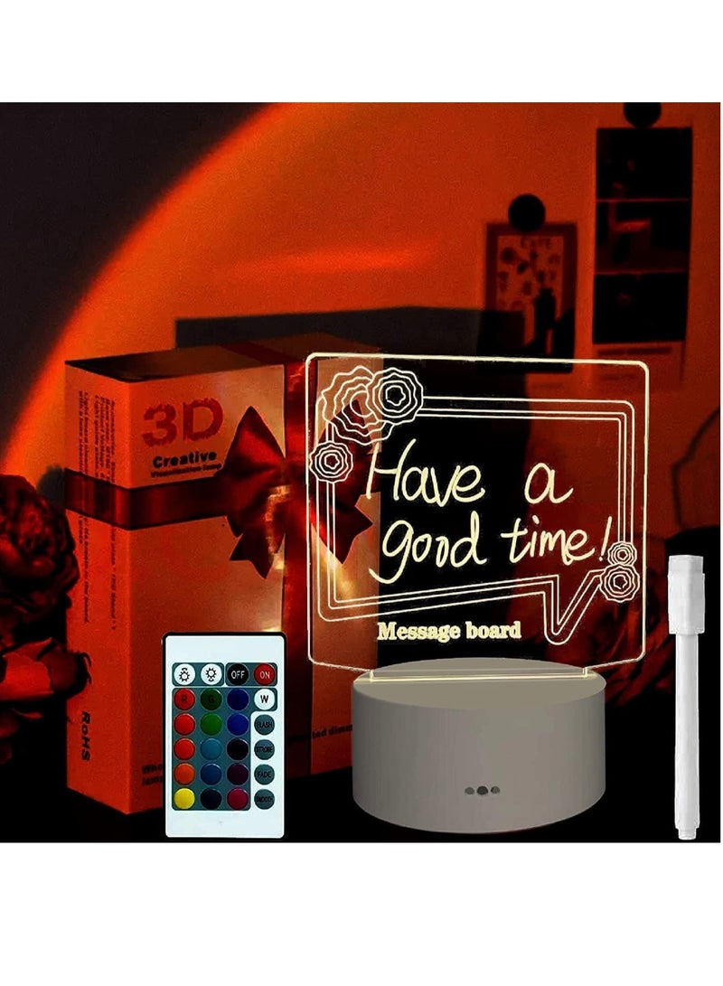 SYOSI شخصية DIY لوحة الرسائل ضوء الليل USB بالطاقة مصباح طاولة مع قلم قابل للمسح والتحكم عن بعد غرفة المكتب سطح المكتب هدايا الديكور لذكرى الزفاف وأعياد الميلاد للبالغين والأطفال  - Image 3