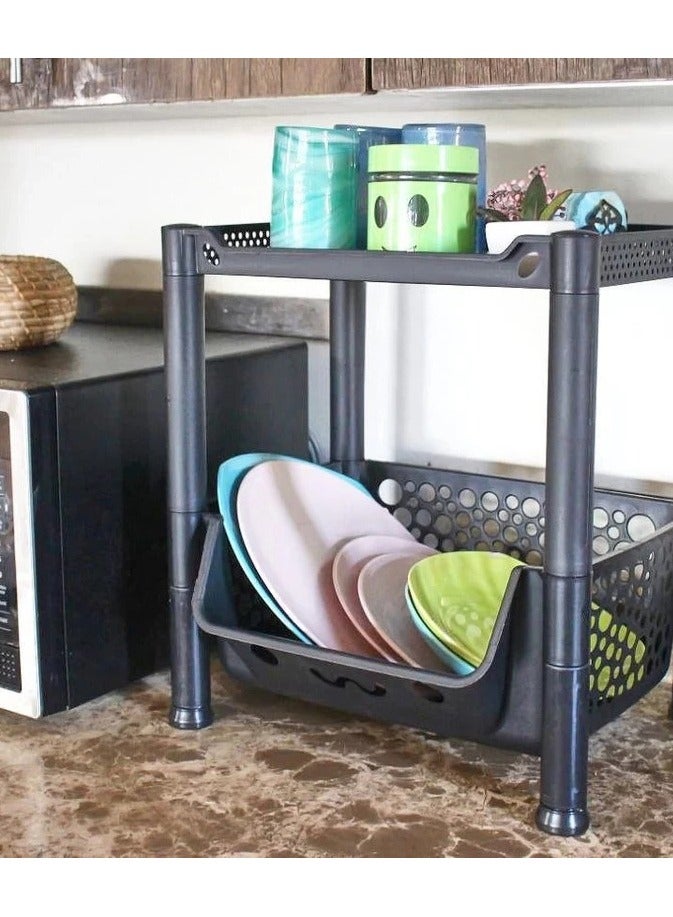 Plastic Kitchen Storage Rack - 2 Layers - Image 1