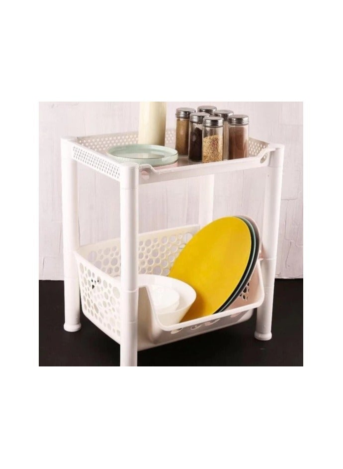 Plastic Kitchen Storage Rack - 2 Layers - Image 2