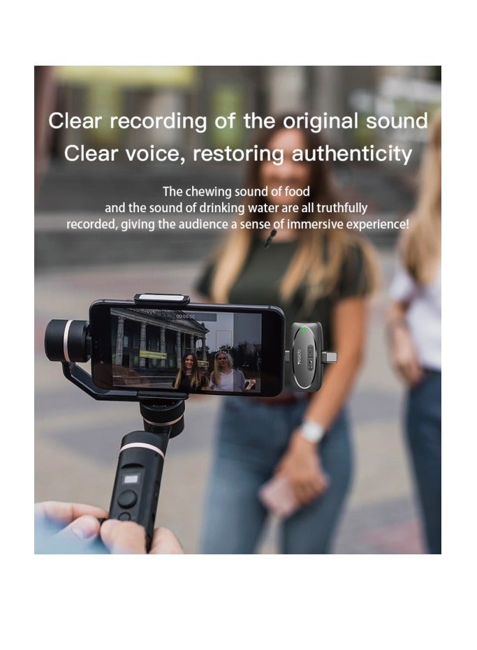 ميكروفون لاسلكي محمول KR11 مزود بتقنية التقاط الصوت بزاوية 360 درجة ومنفذ إرسال من النوع C وميكروفون MEMS لاسلكي - Image 3
