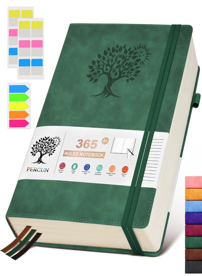 PERCUN A4 Lined Journal Notebook，365 Page Large Leather Journals for Writing Women Men，Hardcover Notebook with 100Gsm Thick Pages for Travel，Work，School，College Ruled, Daily Diary (8.5" x 11.4") - Image 1