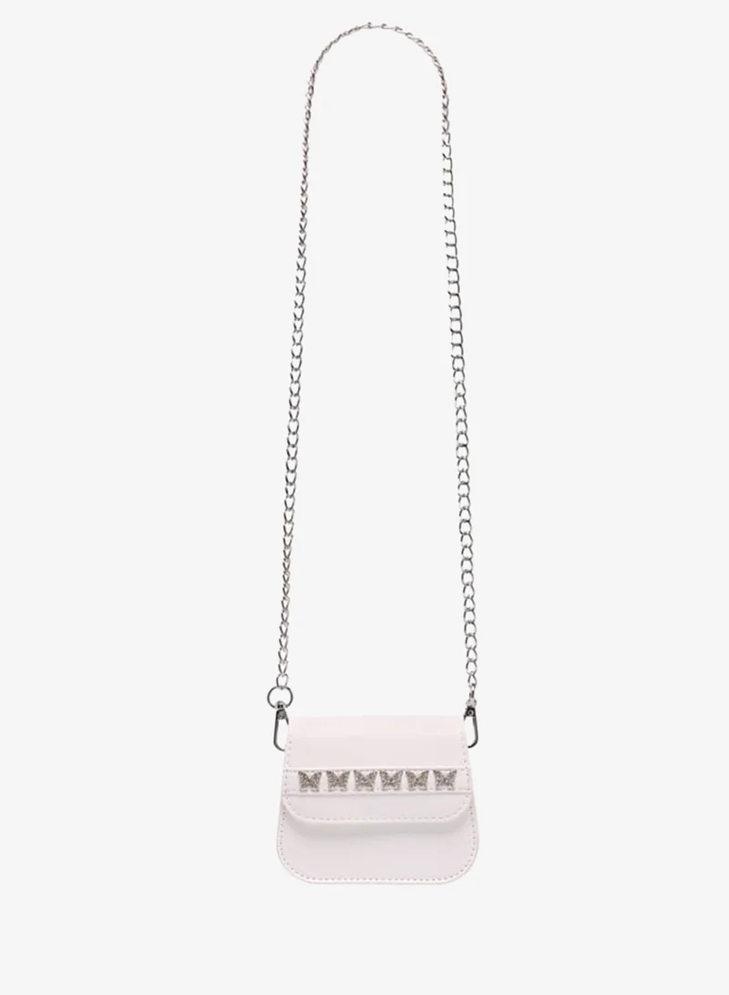 Flora Bella By Shoexpress Girls Butterfly Accent Crossbody Bag With Detachable Chain Strap And Flap Closure