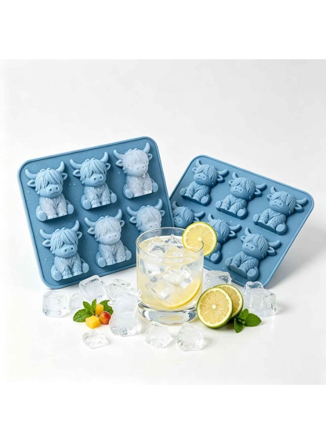 2PCS,Premium Mini Highland Cow Ice Cube Mold & Ice Cube Tray,Make 3D Cow Silicone Ice, Highland Cow Ice & Cow Ice Cube Drinks,Reusable Silicone Ice Cube Maker, Ice Cube Molds & Ice Cube Trays - Image 1