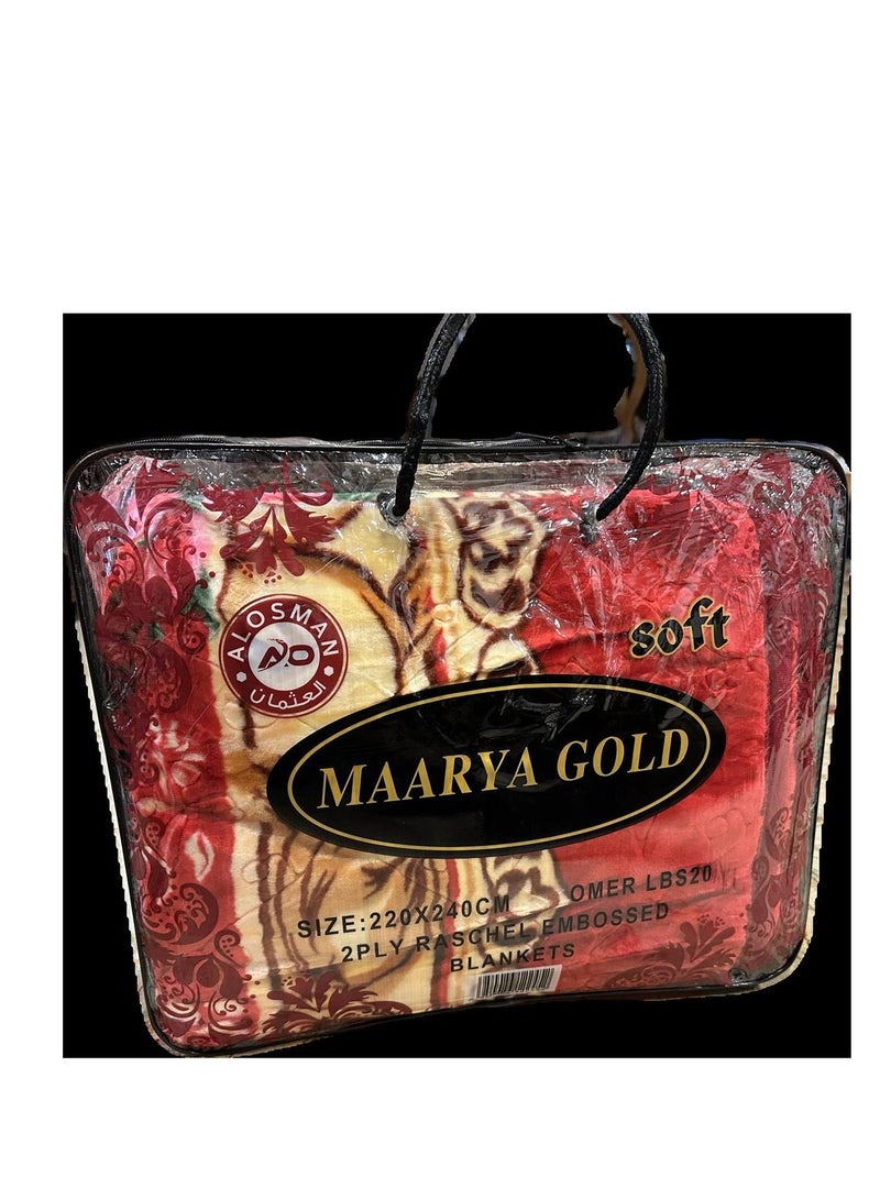 MAARYA GOLD 2 PLY SUPER SOFT EMBOSSED BLANKET - Image 1