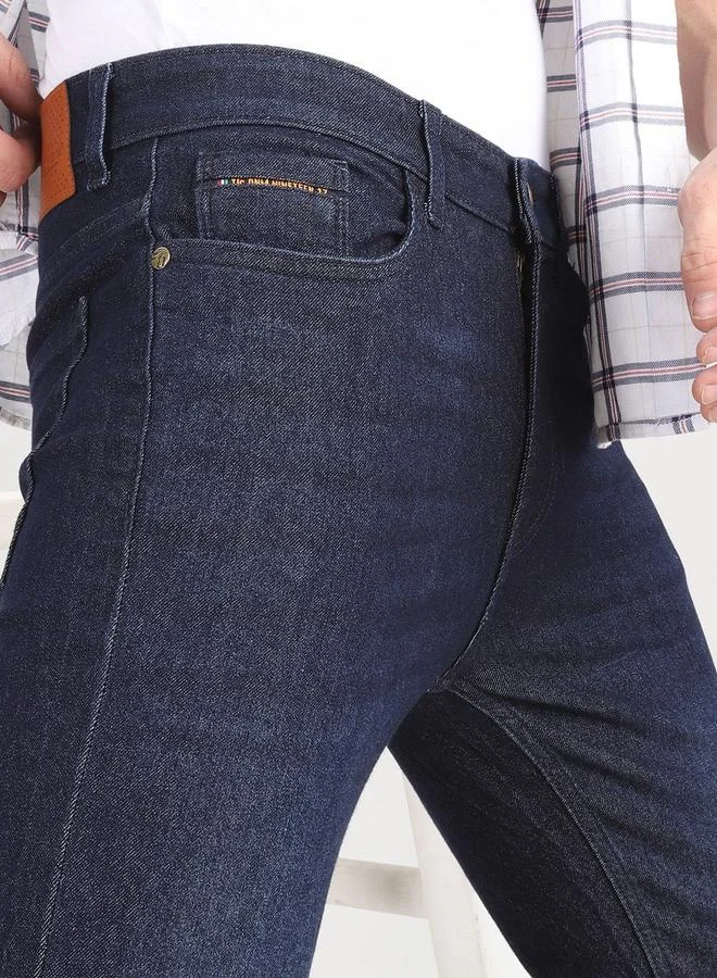 The Indian Garage Co Dark Blue The Indian Garage Co Men Low Rise Slim Fit Solid Jeans for Men | Best Price UAE