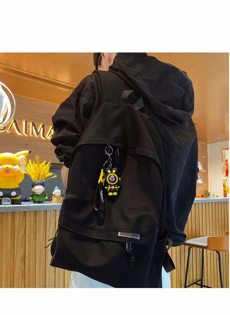 Excefore - Keychain for Women Men Creative Stylish Astronaut Pilot Suit Standing Rabbit Bunny Keyrings, Soft PVC Decoration Car Key Chain Ring Bag Pendant Holder Strap Lanyard, Black - Image 1