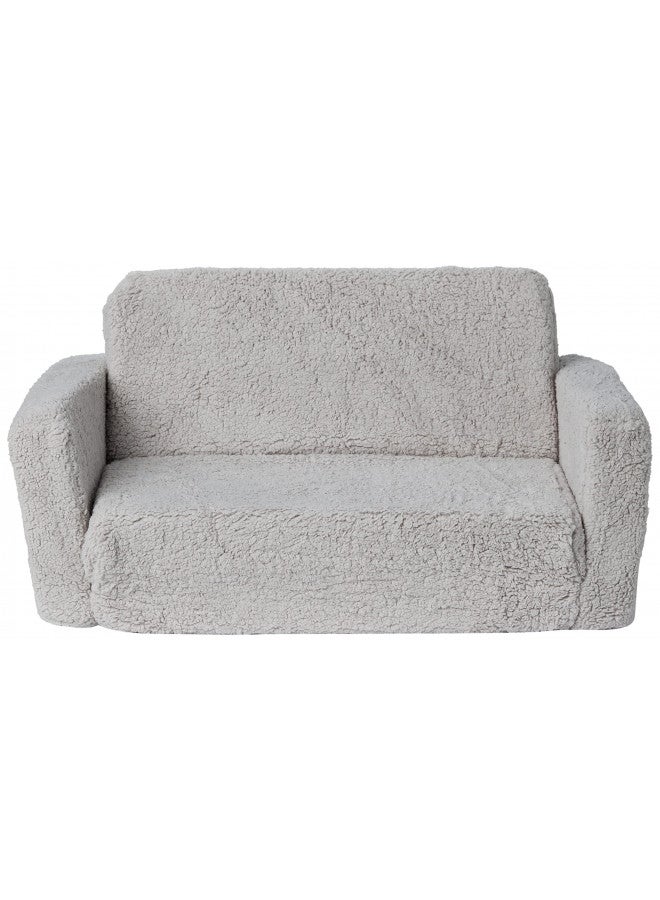 Delta CHILDREN Delta Children Cozee Flip-Out Sherpa 2-in-1 Convertible Sofa to Lounger for Kids, Grey  - Image 2