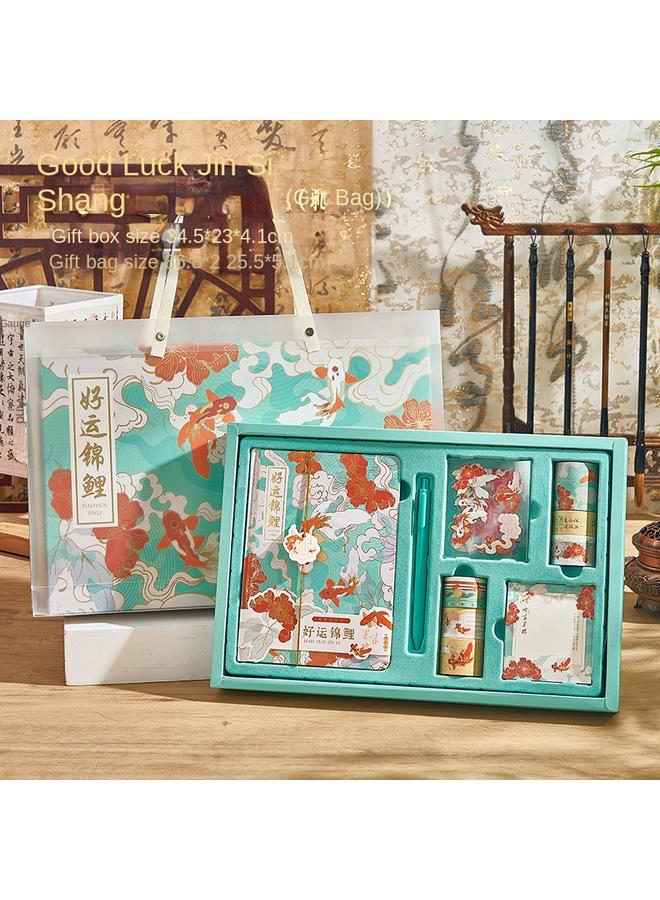 Bluejw Notebook Gift Box Suit New Forbidden City Wenchuang Chinese Style Koi Hand Account Gift Box Business Stationery - Image 1