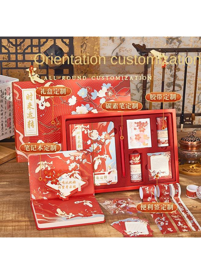 Bluejw Notebook Gift Box Suit New Forbidden City Wenchuang Chinese Style Koi Hand Account Gift Box Business Stationery - Image 4