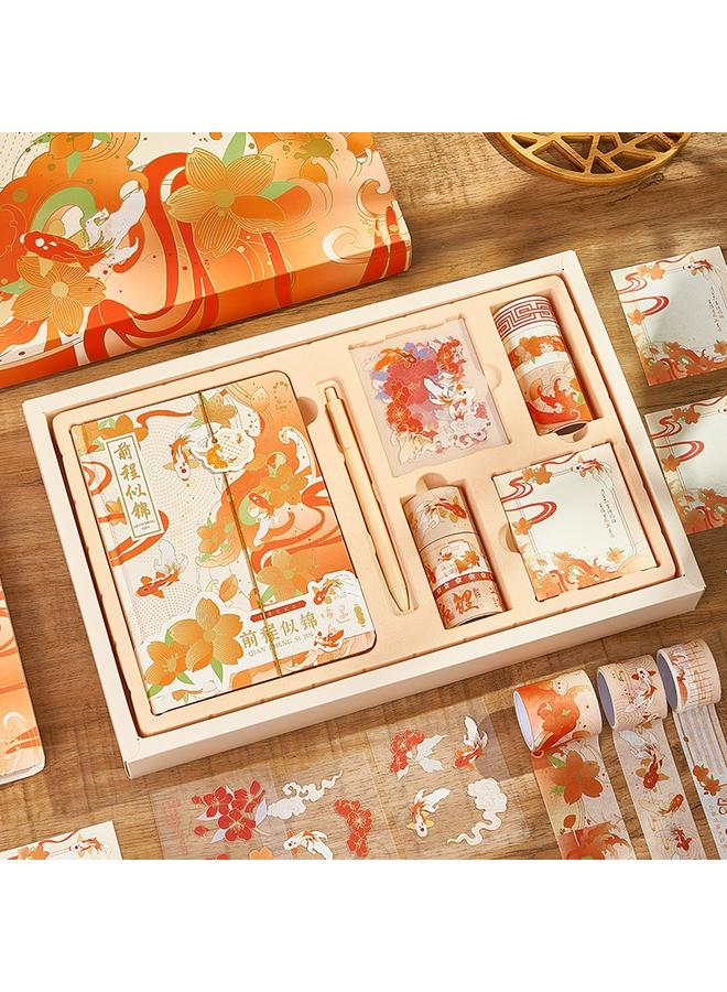 Bluejw Notebook Gift Box Suit New Forbidden City Wenchuang Chinese Style Koi Hand Account Gift Box Business Stationery - Image 3