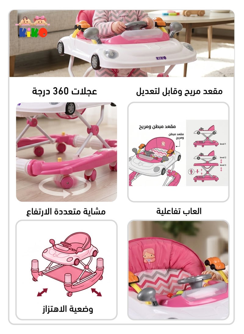 KIKO ROCKING BABY WALKER WITH TOYS-Pink - Image 4