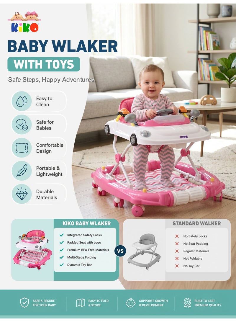 KIKO ROCKING BABY WALKER WITH TOYS-Pink - Image 2