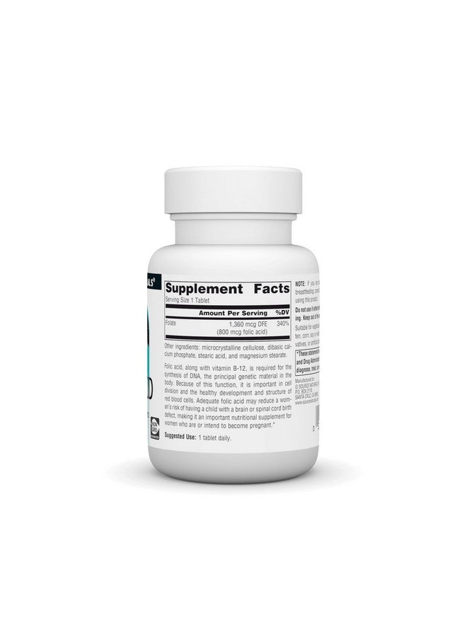 Source Naturals حمض الفوليك من سورس ناتشورالز 800 ميكروغرام، 200 قرص - Image 2